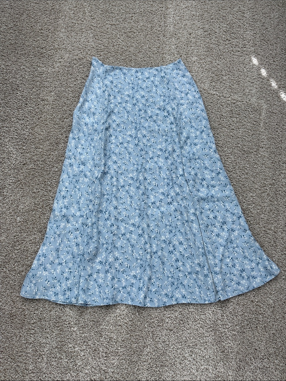 Reformation Light Blue Floral A-Line Skirt